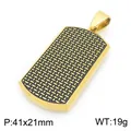 Pendentif plaque militaire en acier titane pour homme avec motif de pneu noir et doré - Pendentif Uniquement (Sans Chaîne) / Tissé Contraste Or Noir (KP119503-HR)