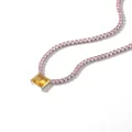 Gold-plated tennis chain necklace with square yellow gemstone pendant in silver finish - 18K Gold / Yellow Square Pink Chain