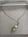 Handcrafted wooden fish pendant necklace with braided brown cord and flower bead detail - Floral Decor Fish Style / Light Coffee