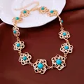 Elegante 14k vergulde ketting met turquoise stenen en glinsterende accenten van zirkonia - Ketting (3#) / Goud-Blauw