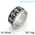 Men's gothic stainless steel skull ring with 10mm band width and 10g total weight - Size 8 / Silver