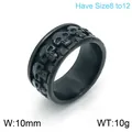 Durable men's matte black stainless steel skull ring with embossed skeleton band design - Size 8 / Black
