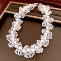 Elegante handgemaakte witte parelketting met een ingewikkeld schelpfranjeontwerp voor dames - Handgeweven Ketting (16#) / L / Wit