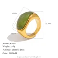 Dimensiones detalladas de un anillo vintage de acero inoxidable chapado en oro de 18K - Talla 6 / Estilo con Incrustación Verde Oliva (R5698_GG)