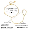 Vue détaillée du bracelet bague en acier inoxydable plaqué or 18k avec zircons - Bracelet de Main (JDB0207027) / Or