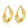 Elegante, 18K vergoldete mehrlagige Creolen aus Edelstahl für Damen, Variante Ansicht - Mehrlagiger Stil 1 (MS-Mehrlagig 1) / Gold