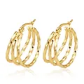 Elegante mehrlagig gedrehte goldene Creolen für Damen mit Hochglanz-Finish - Mehrlagiger Stil 6 (MS-Mehrlagig 6) / Gold
