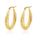 Elegante mehrlagige gedrehte Creolen für Damen, 18 Karat vergoldet aus Edelstahl - Mehrlagiger Stil 13 (MS-Mehrlagig 13) / Gold