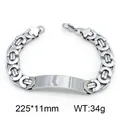 Massives Herren-ID-Armband aus Titanstahl, 225x11 mm Abmessungen, 34 g Gewicht - Kreisförmige Schleife Gebogene Platte Stil (KB215057-JG) / 225*11mm / Silber