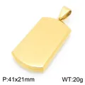 Gold polished blank dog tag pendant made of titanium steel, 41x21mm and 20g weight - Gold