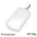 Polished blank titanium steel dog tag pendant for men, 41x21mm size and 20g weight - Silver