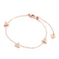 Pulsera de acero de titanio oro rosa con dijes geométricos triangulares brillantes y ajustable. - Oro Rosa Con Diamantes