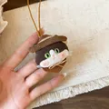 Collier pendentif chat en tissu fait main avec chapeau de cowboy miniature et broderie - Marron