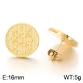 Gold-plated Gemini zodiac medallion stud earrings, 16mm stainless steel coin jewelry - Gemini (KE123753-GC) / 16mm