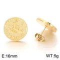 Gold plated Scorpio zodiac embossed stainless steel round stud earrings for women - Scorpio (KE123754-GC) / 16mm