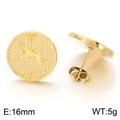 Gold plated stainless steel Aries zodiac constellation coin stud earrings, 16mm - Aries (KE123755-GC) / 16mm