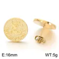High quality stainless steel Capricorn constellation round plate stud earrings with gold finish - Capricornus (KE123756-GC) / 16mm