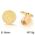 Gold plated stainless steel Virgo zodiac coin stud earrings with embossed detail 16mm - Virgo (KE123757-GC) / 16mm