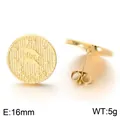 Gold plated stainless steel Pisces constellation coin stud earrings, 16mm diameter - Pisces (KE123759-GC) / 16mm