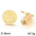 Gold plated stainless steel relief Aquarius constellation coin stud earrings for women - Aquarius (KE123760-GC) / 16mm