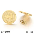 Gold embossed Taurus zodiac coin stud earrings crafted from durable stainless steel - Taurus (KE123761-GC) / 16mm