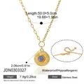 Premium Edelstahlhalskette mit Goldfinish, Sonnen-Mond-Anhänger und blauem Harz - Runder Sonne-Mond-Anhänger mit blauem Harz (JDN0303327)