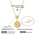 Goldene Edelstahlkette mit Stern- und Mondanhänger sowie genauen Produktdimensionen - Farbmix Sonne-Mond-Stern-Anhänger (JDN0303325-PS)
