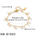 Detail view of minimalist pearl stainless steel bracelet with dimensions and weight info. - Bracelet (NB-B1603) / 18K Gold