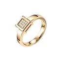 Eleganter Ring aus roségoldfarbenem Edelstahl mit quadratischem Kristalldesign für Paare - Größe 5 / Gold