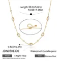 Vue détaillée du collier en acier inoxydable plaqué or 18 carats avec dimensions - Zirconia de Formes Mixtes (JDN0301300)