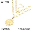 Collier luxe en acier inoxydable doré 18K avec pendentif soleil et chaîne trombone variante - Sun Relief Pendant Paperclip Necklace (KN304157-GC)