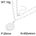Collier pendentif soleil en acier inoxydable argenté sur une grosse chaîne trombone - Sun Relief Pendant Paperclip Necklace (KN304158-GC)