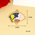 Detail view of fan-shaped enamel moon charm with 25mm x 21mm dimensions - Moon-Watching Fan (3)