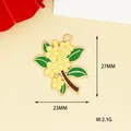Close-up of yellow osmanthus flower enamel charm with dimensions 27mm x 23mm - Osmanthus (4)