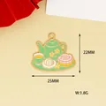 Detailed teapot and mooncake enamel charm showing 22mm x 25mm dimensions and 1.8g weight - Teapot and Mooncake (9)