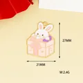 Detail view of a rabbit in a gift box enamel charm with dimensions 27x21mm and 2.4g weight. - Gift Rabbit (11)