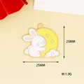 Close-up view of a cute rabbit and moon enamel charm with dimensions of 25x23mm - Moon-Holding Rabbit (12)