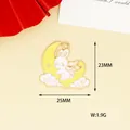 Close-up detail of cartoon rabbit on moon charm showing 23mm by 25mm dimensions - Cloud Rabbit (14)