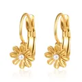 Détail de boucles d'oreilles fleur en acier doré avec perle blanche pour femmes - Marguerite Perle Artificielle (Clip)(18) / Or