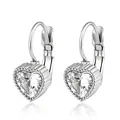 Clips d'oreilles cœur élégants en acier inoxydable avec strass argentés pour oreilles non percées - Boucles d'oreilles dormeuses cœur (Clip) / Acier