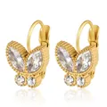 Elegante goldene Edelstahl-Schmetterlings-Ohrclips für Damen mit funkelnden Strasssteinen - Schmetterling Marquise Zirkonia (Clip-on) / Gold