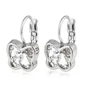 Élégantes boucles d'oreilles clips papillon en acier argenté avec cristal clair - Boucles d'oreilles dormeuses papillon (Clip) / Acier