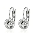 Boucles d'oreilles Arbre de Vie en acier inoxydable argenté avec design circulaire - Arbre de Vie (Clip) / Acier