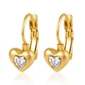 Élégantes boucles d'oreilles clips coeur en acier doré avec cristal scintillant. - Cœur Zirconia (Clip) / Or