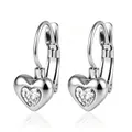Élégantes boucles d'oreilles cœur en acier inoxydable argenté avec cristal brillant au centre - Cœur Perlé Zirconia (Clip)(9) / Acier