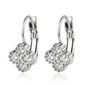 Boucles d'oreilles à clip en acier argenté avec motif de fleur en cristal brillant - Trèfle à Quatre Feuilles Zirconia (Clip)(10) / Acier