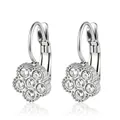 Élégantes boucles d'oreilles fleur en acier inoxydable avec incrustation de strass brillants. - Fleur à Cinq Pétales Zirconia (Clip)(11) / Acier