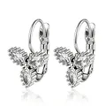 Boucles d'oreilles clips fleurs en acier inoxydable argenté et strass - Fleur à 3 Pétales Marquise Zirconia (Clip) / Acier