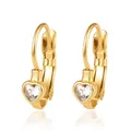 Élégantes boucles d'oreilles clips en acier inoxydable doré avec zircon en forme de cœur - Cœur Serti Zirconia (Clip)(14) / Or