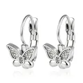 Boucles d'oreilles clips papillon argentées élégantes avec strass pour oreilles non percées - Papillon Marquise Zirconia (Clip)(15) / Acier